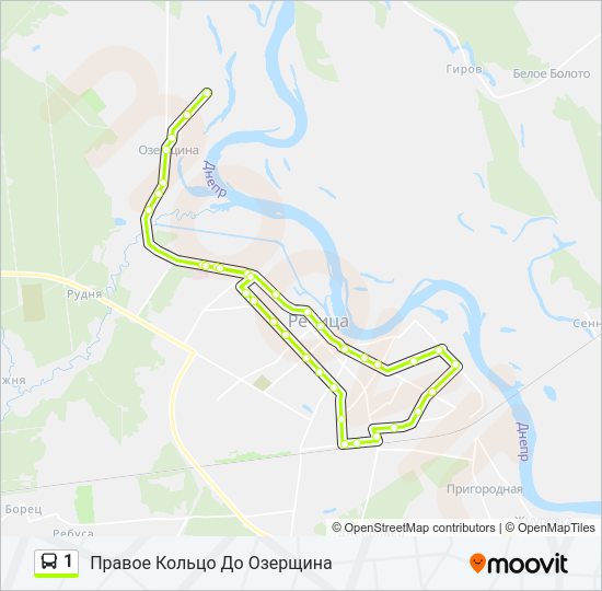 Автобус 1: карта маршрута