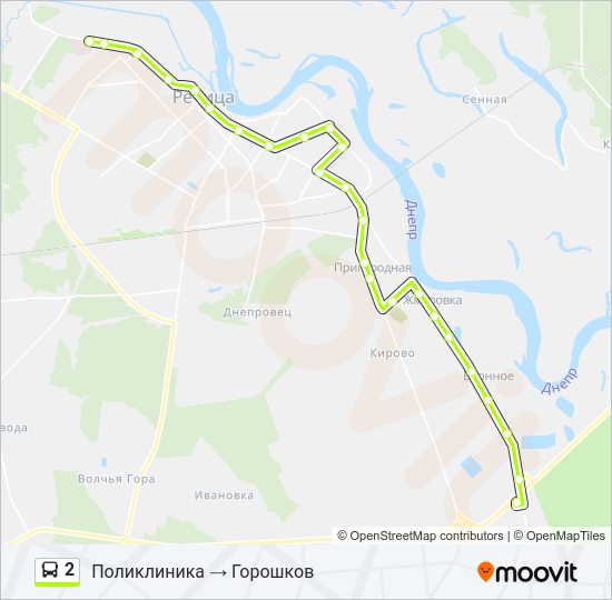 Автобус 2: карта маршрута