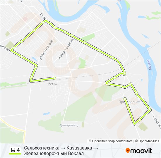 Автобус 4: карта маршрута