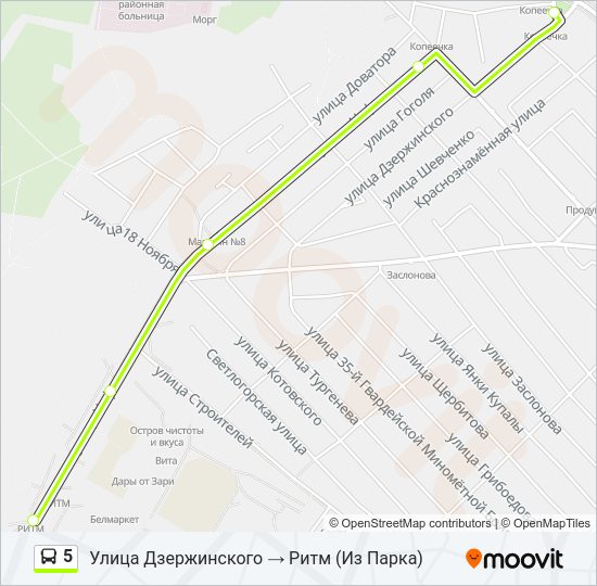 Автобус 5: карта маршрута