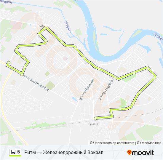 Автобус 5: карта маршрута