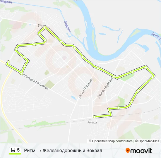 Автобус 5: карта маршрута