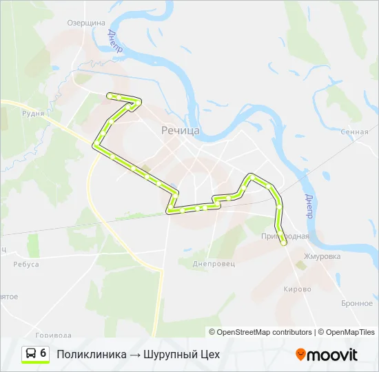 Автобус 6: карта маршрута