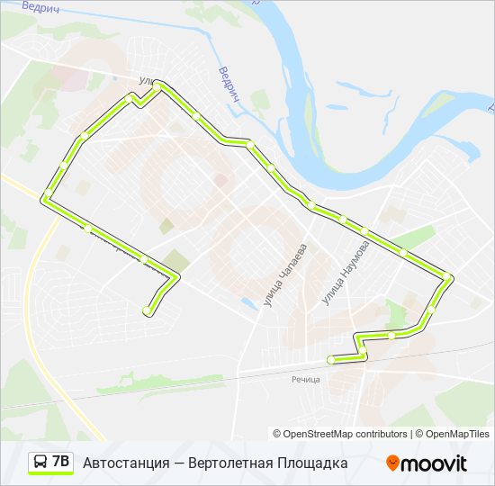 Автобус 7В: карта маршрута
