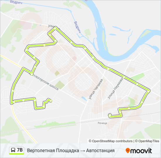 Автобус 7В: карта маршрута