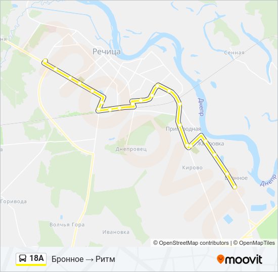 Автобус 18А: карта маршрута