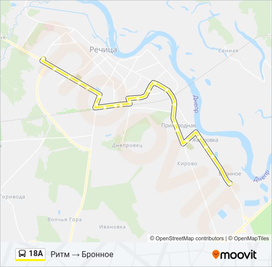 Автобус 18А: карта маршрута