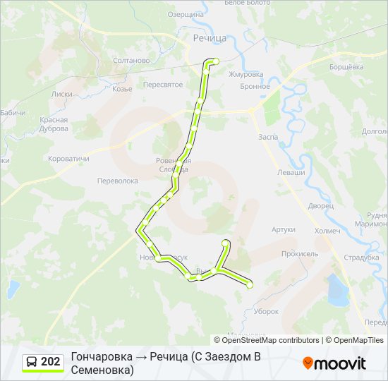 Автобус 202: карта маршрута