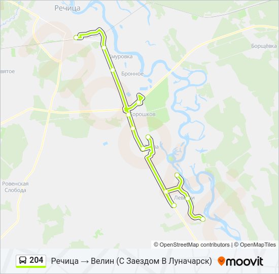 Автобус 204: карта маршрута