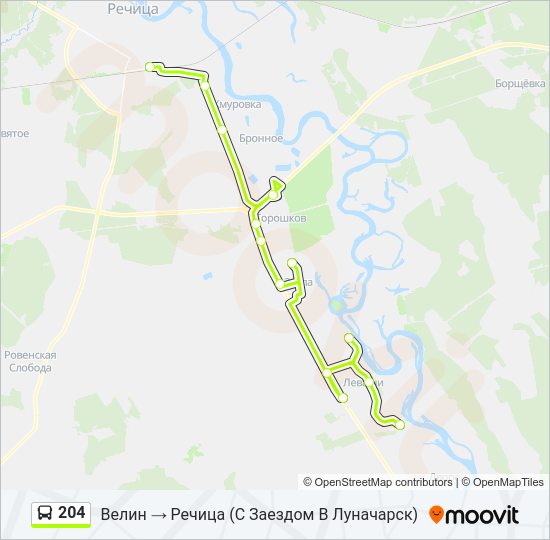 Автобус 204: карта маршрута