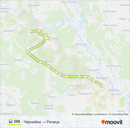 Автобус 206: карта маршрута