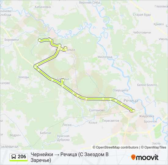Автобус 206: карта маршрута