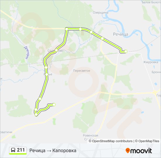 Автобус 211: карта маршрута