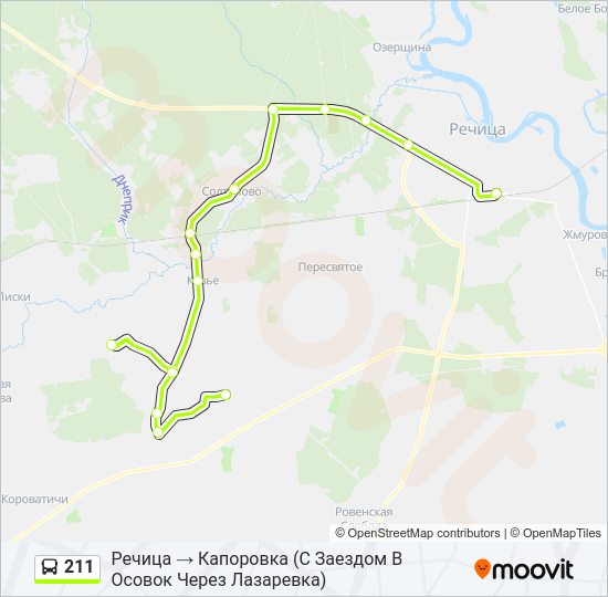 Автобус 211: карта маршрута