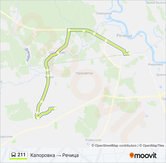Автобус 211: карта маршрута