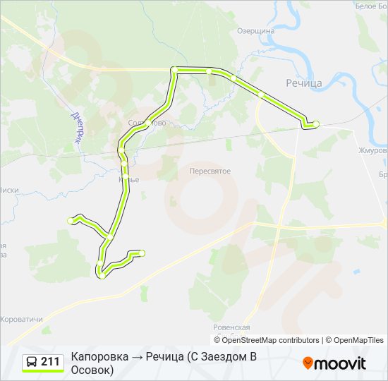Автобус 211: карта маршрута