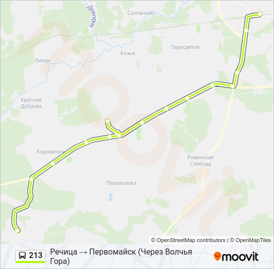 Автобус 213: карта маршрута