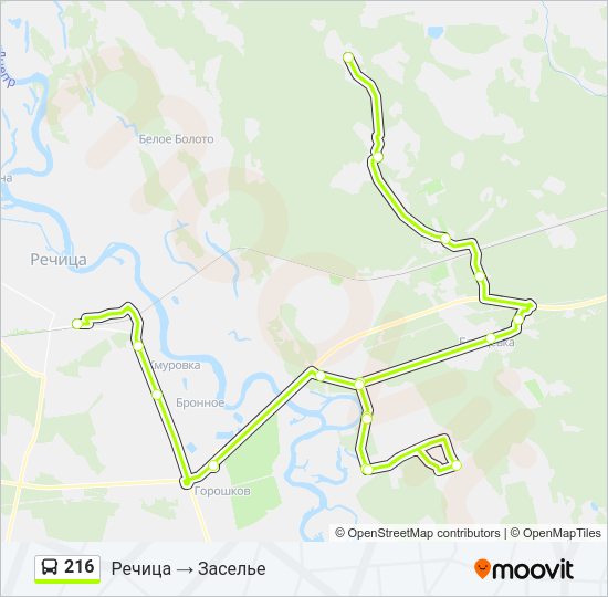 Автобус 216: карта маршрута