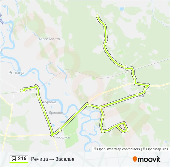 Автобус 216: карта маршрута