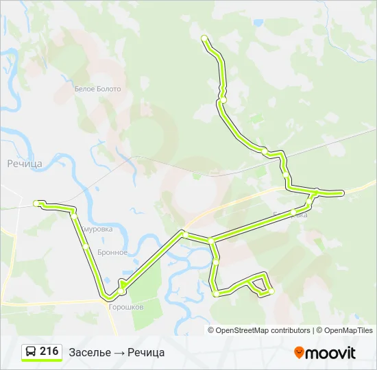 Автобус 216: карта маршрута