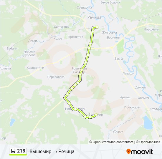 Автобус 218: карта маршрута