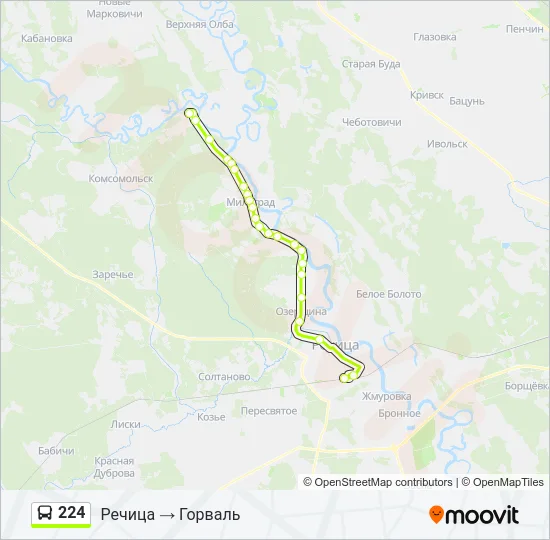 Автобус 224: карта маршрута