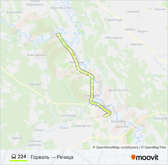Автобус 224: карта маршрута