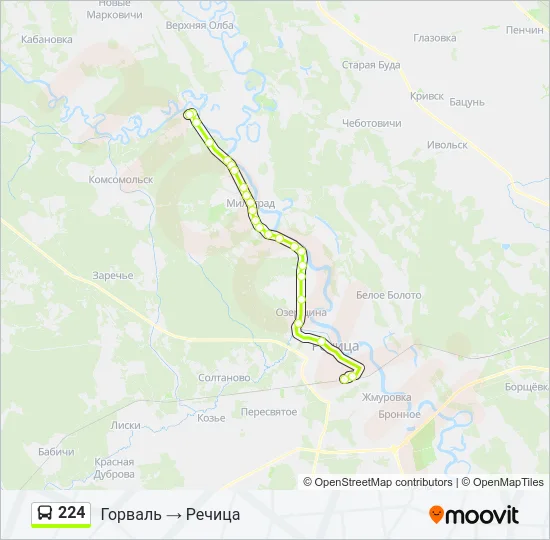 Автобус 224: карта маршрута