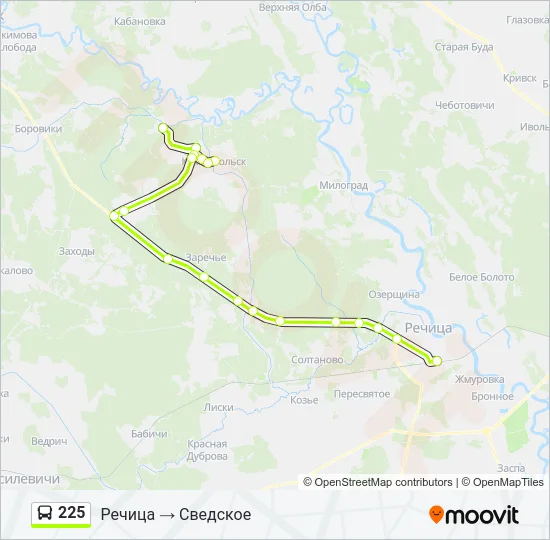 Автобус 225: карта маршрута