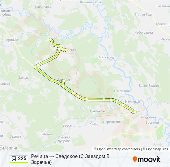 Автобус 225: карта маршрута