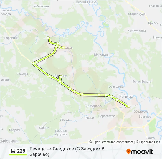 Автобус 225: карта маршрута