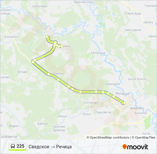 Автобус 225: карта маршрута