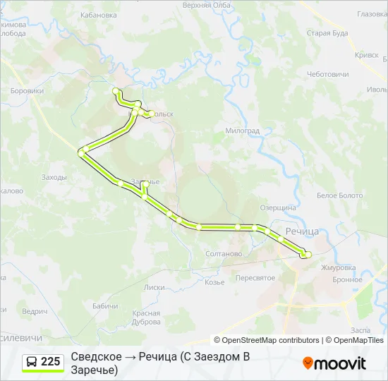 Автобус 225: карта маршрута