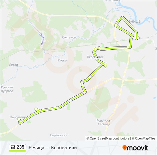 Автобус 235: карта маршрута