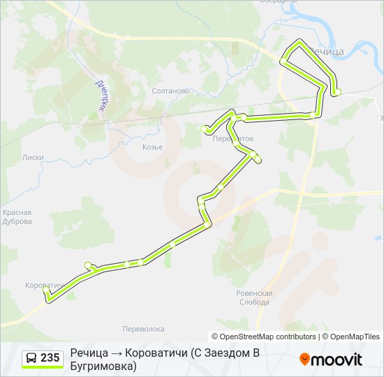 Автобус 235: карта маршрута