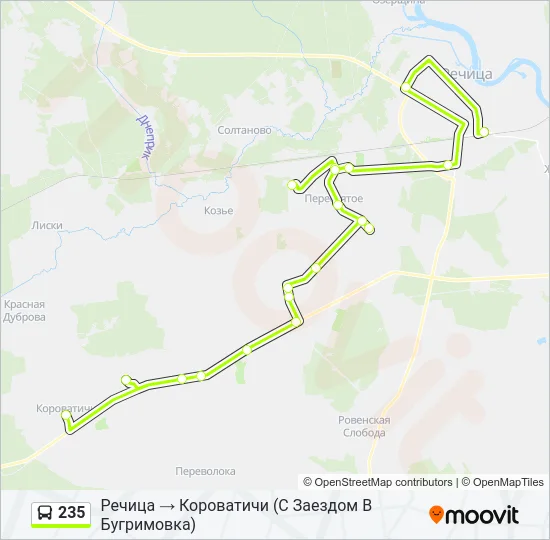 Автобус 235: карта маршрута