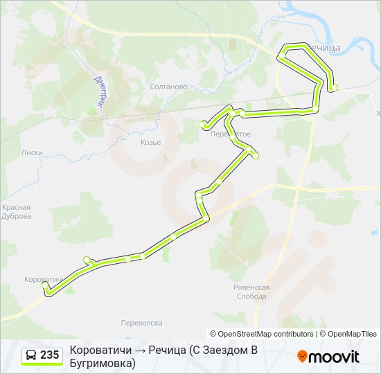 Автобус 235: карта маршрута