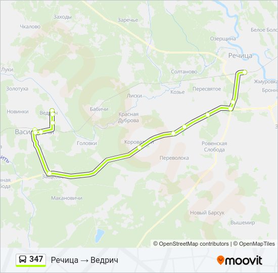 Автобус 347: карта маршрута