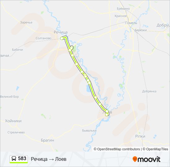 Автобус 583: карта маршрута