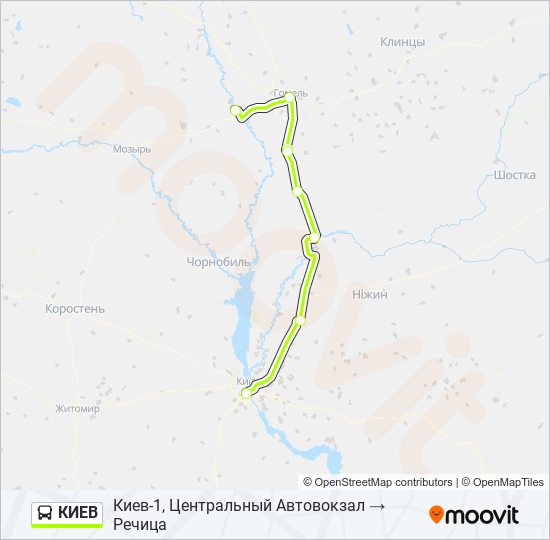 Автобус КИЕВ: карта маршрута