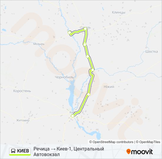 Автобус КИЕВ: карта маршрута