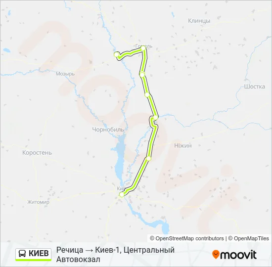 Автобус КИЕВ: карта маршрута