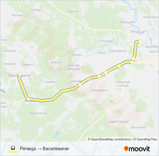 Автобус ВАСИЛЕВИЧИ: карта маршрута