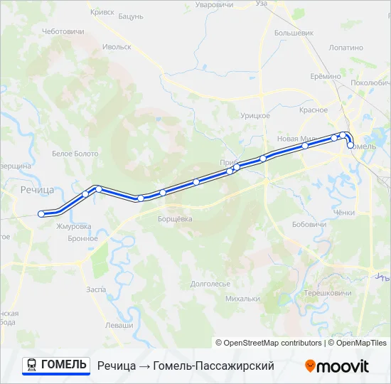 ГОМЕЛЬ Train Line Map