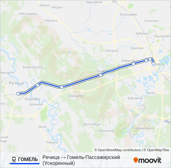 ГОМЕЛЬ Train Line Map