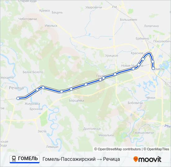ГОМЕЛЬ Train Line Map