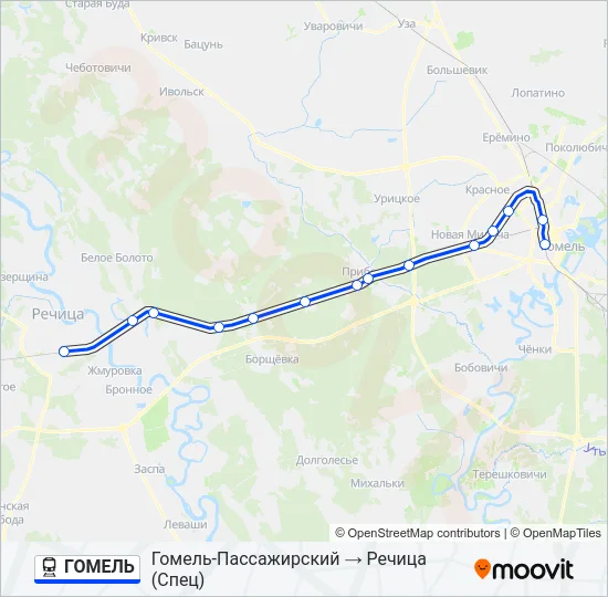ГОМЕЛЬ Train Line Map