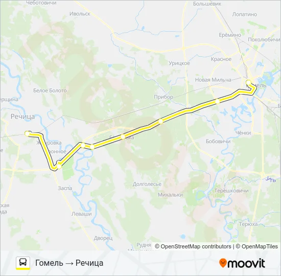 ГОМЕЛЬ — РЕЧИЦА Bus Line Map