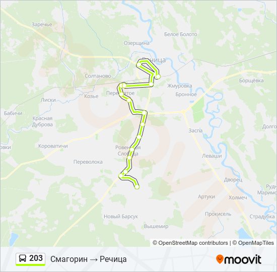 203 bus Line Map