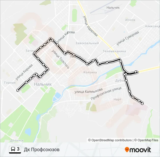 Автобус 3: карта маршрута